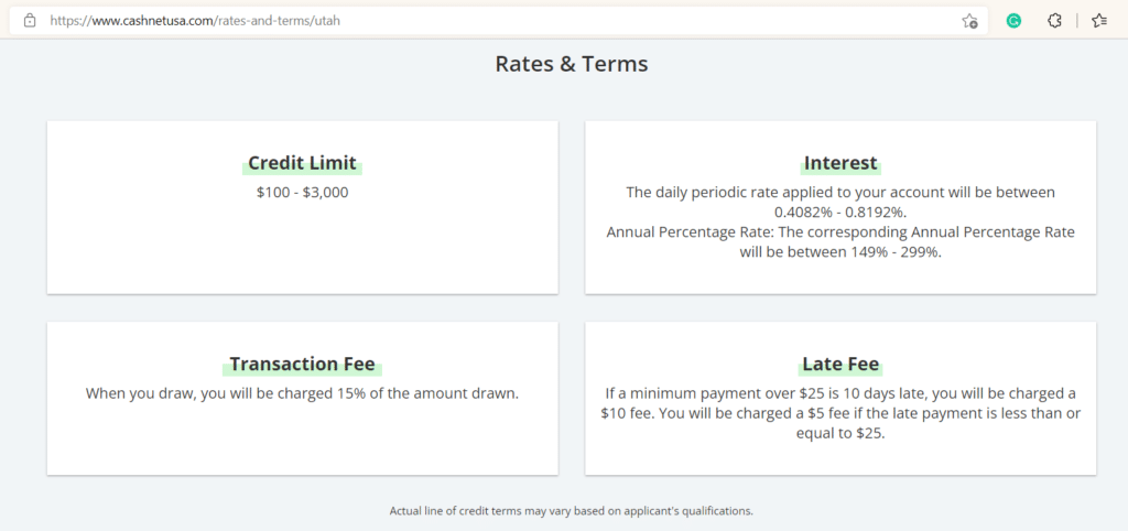 sample loan rates
